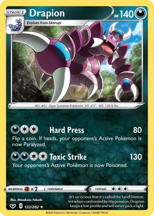 Drapion (122) [SWSH01: Sword & Shield Base Set] Reverse Holofoil - Deck Out Gaming