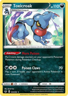 Toxicroak (124) [SWSH01: Sword & Shield Base Set] Reverse Holofoil - Deck Out Gaming