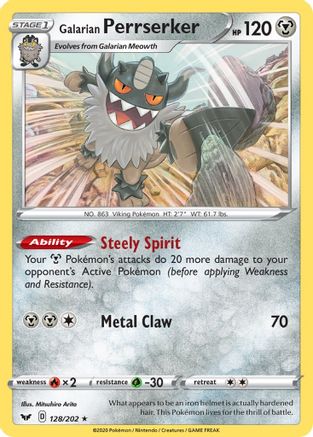 Galarian Perrserker (128) [SWSH01: Sword & Shield Base Set] Reverse Holofoil - Deck Out Gaming