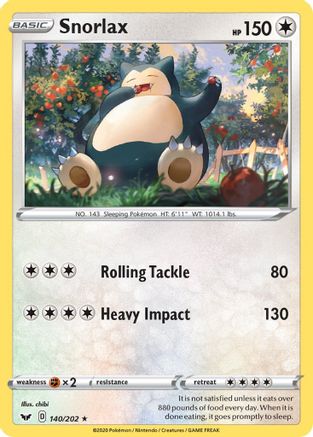 Snorlax (140) [SWSH01: Sword & Shield Base Set] Reverse Holofoil - Deck Out Gaming