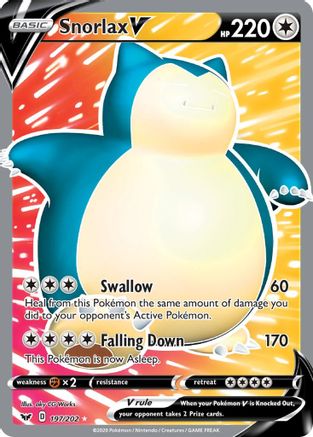 Snorlax V (Full Art) (197/202) [SWSH01: Sword & Shield Base Set] - Deck Out Gaming