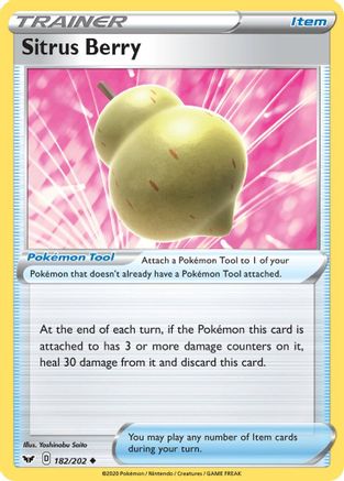 Sitrus Berry (182) [SWSH01: Sword & Shield Base Set] Reverse Holofoil - Deck Out Gaming