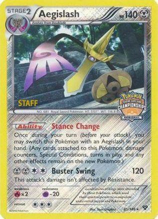 Aegislash - 85/146 (Regional Championships) [Staff] (85) [League & Championship Cards] Reverse Holofoil - Deck Out Gaming