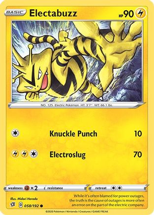 Electabuzz (58) [SWSH02: Rebel Clash] Reverse Holofoil - Deck Out Gaming