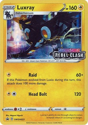 Luxray - SWSH023 (Prerelease) [Staff] (SWSH023) [SWSH: Sword & Shield Promo Cards] Holofoil - Deck Out Gaming