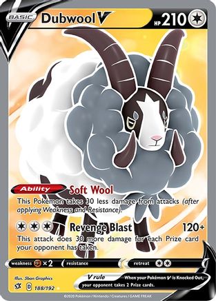 Dubwool V (Full Art) (188) [SWSH02: Rebel Clash] Holofoil - Deck Out Gaming