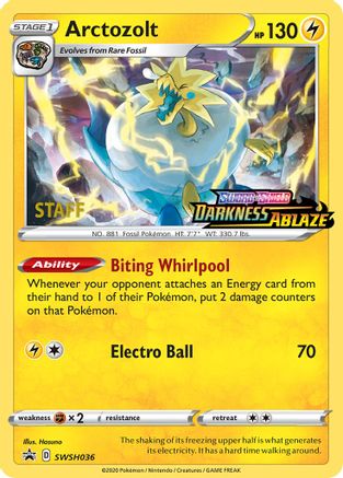 Arctozolt - SWSH036 (Prerelease) [Staff] (SWSH036) [SWSH: Sword & Shield Promo Cards] Holofoil - Deck Out Gaming