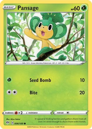 Pansage (6) [SWSH03: Darkness Ablaze] Reverse Holofoil - Deck Out Gaming