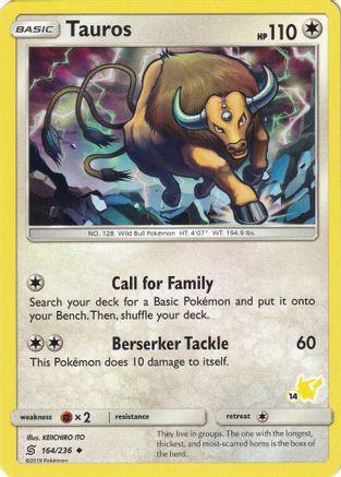 Tauros - 164/236 (#14 Pikachu Stamped) (164) [Battle Academy] - Deck Out Gaming