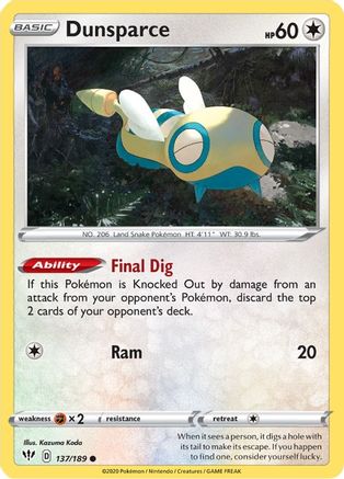 Dunsparce (137) [SWSH03: Darkness Ablaze] Reverse Holofoil - Deck Out Gaming