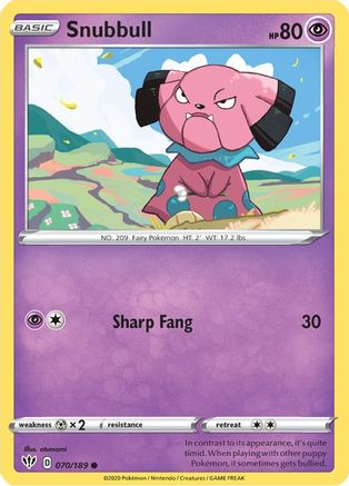 Snubbull (70) [SWSH03: Darkness Ablaze] Reverse Holofoil - Deck Out Gaming