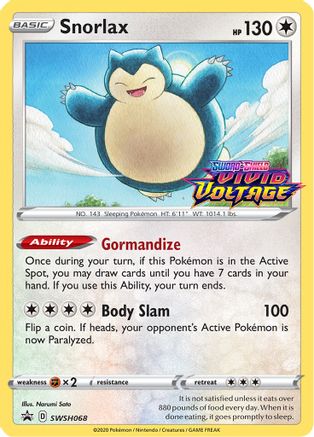 Snorlax - SWSH068 (Prerelease) (SWSH068) [SWSH: Sword & Shield Promo Cards] Holofoil - Deck Out Gaming