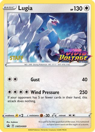 Lugia - SWSH069 (Prerelease) [Staff] (SWSH069) [SWSH: Sword & Shield Promo Cards] Holofoil - Deck Out Gaming