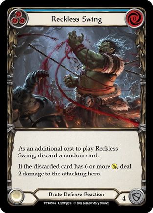 Reckless Swing (WTR008) [Welcome to Rathe] Unlimited Edition Rainbow Foil - Deck Out Gaming