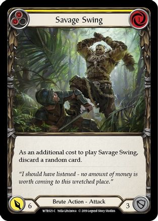 Savage Swing (Yellow) (WTR021) [Welcome to Rathe] Unlimited Edition Rainbow Foil - Deck Out Gaming
