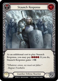 Staunch Response (Red) (WTR051) [Welcome to Rathe] Unlimited Edition Rainbow Foil - Deck Out Gaming