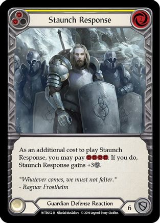 Staunch Response (Yellow) (WTR052) [Welcome to Rathe] 1st Edition Rainbow Foil - Deck Out Gaming