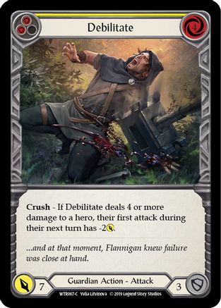 Debilitate (Yellow) (WTR067) [Welcome to Rathe] 1st Edition Rainbow Foil - Deck Out Gaming