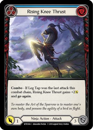 Rising Knee Thrust (Blue) (WTR106) [Welcome to Rathe] Unlimited Edition Rainbow Foil - Deck Out Gaming