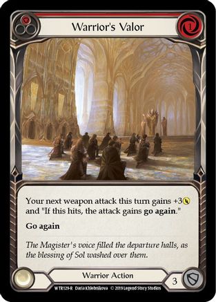Warrior's Valor (Red) (WTR129) [Welcome to Rathe] 1st Edition Rainbow Foil - Deck Out Gaming
