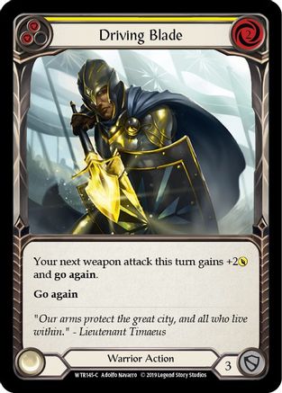 Driving Blade (Yellow) (WTR145) [Welcome to Rathe] Unlimited Edition Rainbow Foil - Deck Out Gaming