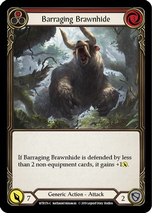 Barraging Brawnhide (Red) (WTR176) [Welcome to Rathe] 1st Edition Rainbow Foil - Deck Out Gaming
