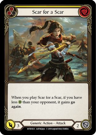 Scar for a Scar (Yellow) (WTR192) [Welcome to Rathe] Unlimited Edition - Deck Out Gaming