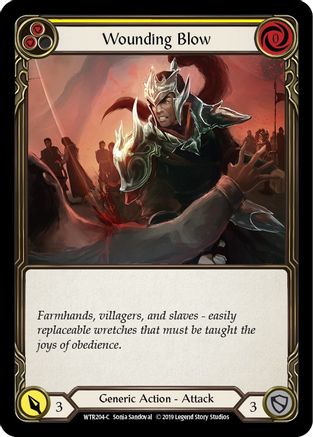 Wounding Blow (Yellow) (WTR204) [Welcome to Rathe] 1st Edition Rainbow Foil - Deck Out Gaming