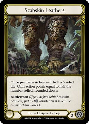 Scabskin Leathers (Golden) - FAB003 (FAB003) [Flesh and Blood: Promo Cards] 1st Edition Cold Foil - Deck Out Gaming
