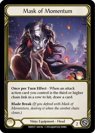 Mask of Momentum (Golden) - FAB005 (FAB005) [Flesh and Blood: Promo Cards] 1st Edition Cold Foil - Deck Out Gaming