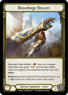 Braveforge Bracers (Golden) - FAB006 (FAB006) [Flesh and Blood: Promo Cards] 1st Edition Cold Foil - Deck Out Gaming