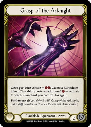 Grasp of the Arknight (Golden) - FAB010 (FAB010) [Flesh and Blood: Promo Cards] 1st Edition Cold Foil - Deck Out Gaming