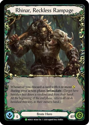 Rhinar, Reckless Rampage (Rainbow) - HER021 (HER021) [Flesh and Blood: Promo Cards] 1st Edition Rainbow Foil - Deck Out Gaming