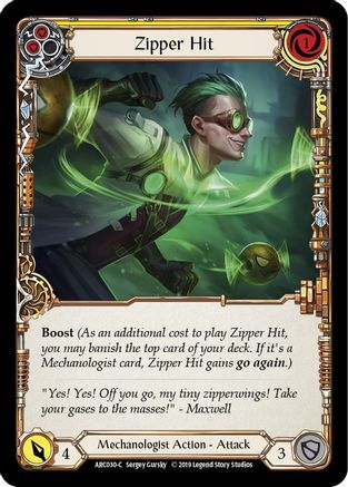 Zipper Hit (Yellow) (ARC030) [Arcane Rising] Unlimited Edition Rainbow Foil - Deck Out Gaming