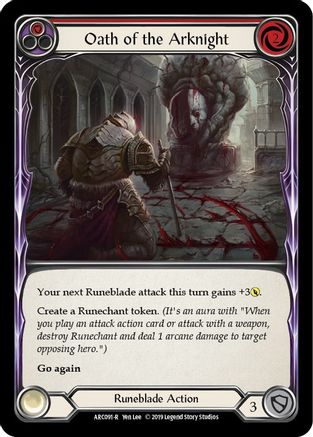 Oath of the Arknight (Red) (ARC091) [Arcane Rising] 1st Edition Rainbow Foil - Deck Out Gaming