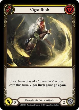Vigor Rush (Yellow) (ARC198) [Arcane Rising] 1st Edition Rainbow Foil - Deck Out Gaming