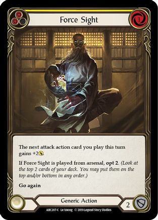 Force Sight (Yellow) (ARC207) [Arcane Rising] 1st Edition Rainbow Foil - Deck Out Gaming