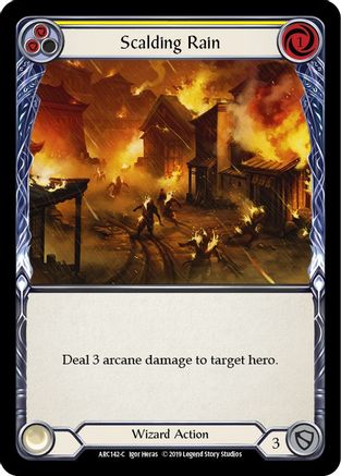 Scalding Rain (Yellow) (ARC142) [Arcane Rising] 1st Edition Rainbow Foil - Deck Out Gaming