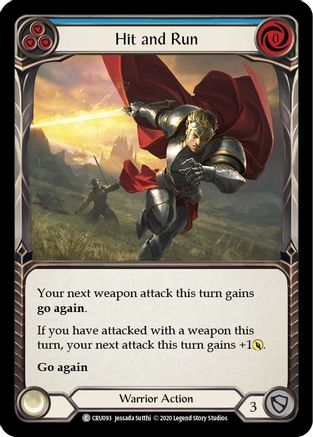 Hit and Run (Blue) (CRU093) [Crucible of War] Unlimited Edition Rainbow Foil - Deck Out Gaming