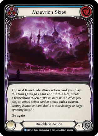 Mauvrion Skies (Blue) (CRU147) [Crucible of War] Unlimited Edition Rainbow Foil - Deck Out Gaming