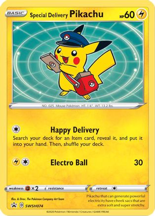 Special Delivery Pikachu - SWSH074 (SWSH074) [SWSH: Sword & Shield Promo Cards] Holofoil - Deck Out Gaming
