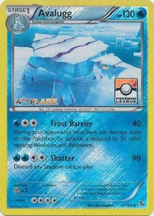 Avalugg - 31/106 (Pokemon League) [4th Place] (31) [League & Championship Cards] Reverse Holofoil - Deck Out Gaming