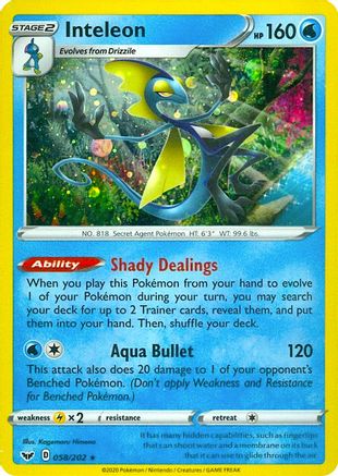 Inteleon - 058/202 (Cosmos Holo) (58) [Miscellaneous Cards & Products] Holofoil - Deck Out Gaming