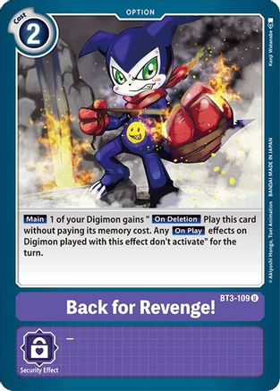 Back for Revenge! (BT3-109) [Release Special Booster] - Deck Out Gaming