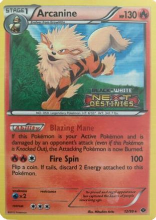 Arcanine - 12/99 (Prerelease) (12) [Black and White Promos] Holofoil - Deck Out Gaming