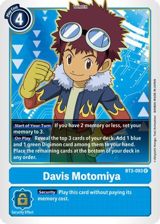 Davis Motomiya (BT3-093) [Release Special Booster] - Deck Out Gaming