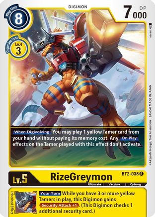 RizeGreymon (BT2-038) [Release Special Booster] - Deck Out Gaming