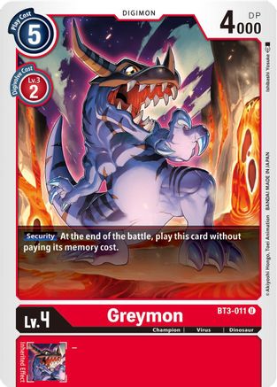 Greymon - BT3-011 (BT3-011) [Release Special Booster] - Deck Out Gaming