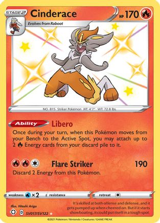 Cinderace (SV017) [Shining Fates: Shiny Vault] Holofoil - Deck Out Gaming