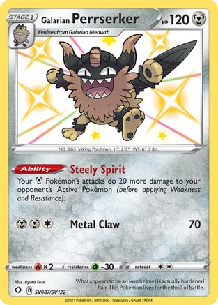 Galarian Perrserker (SV087) [Shining Fates: Shiny Vault] Holofoil - Deck Out Gaming